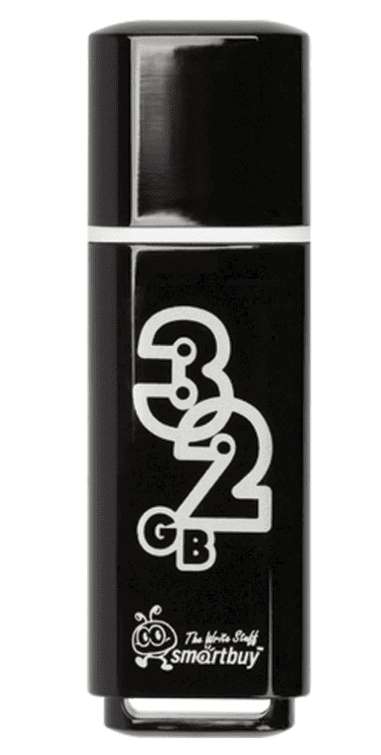 Флеш-диск 32GB SMARTBUY Glossy USB 2.0, черный, SB32GBGS-K