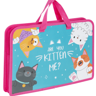 Папка на молнии с ручками ЮНЛАНДИЯ А4, 1 отделение, пластик, ширина 45 мм, Cat gang, 272148