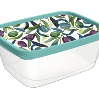 Контейнер для продуктов прямоугольный 1,5л с декором (зеленый)