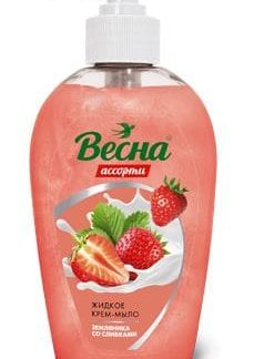 Мыло туалетное жидкое крем-мыло 'ВЕСНА Ассорти' земляника со сливками , 280
