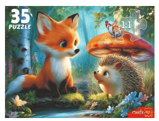 ПАЗЛЫ 35 элементов. Лиса и ежик (арт.Ф35-3424), шт