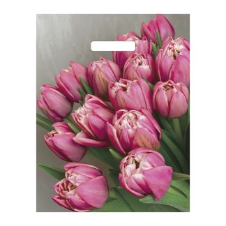 Пакет с выруб.ручкой 31*40 Стелла розовые тюльпаны