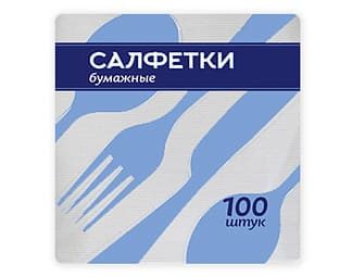 Салфетки бумажные "Ромашка" 24х24 1сл 100л, 42 в тр.уп. Белый цвет 1436