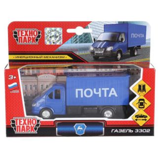 314359 Машина металл ГАЗЕЛЬ почта 12 см, двери, багажник, инерц., кор. Технопарк в кор.2*24шт