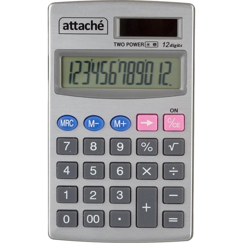 Калькулятор карманный Attache ATC-333-12P 12 разрядов серебристый