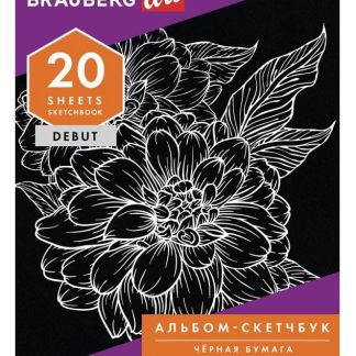 Скетчбук, черная бумага 120г/м2, 145х205мм, 20л, гребень, жёстк. подложка, BRAUBERG ART DEBUT,110996