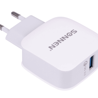 Зарядное устройство быстрое сетевое (220В) SONNEN, USB QC 3.0 18Вт, 3А, белое, 455506