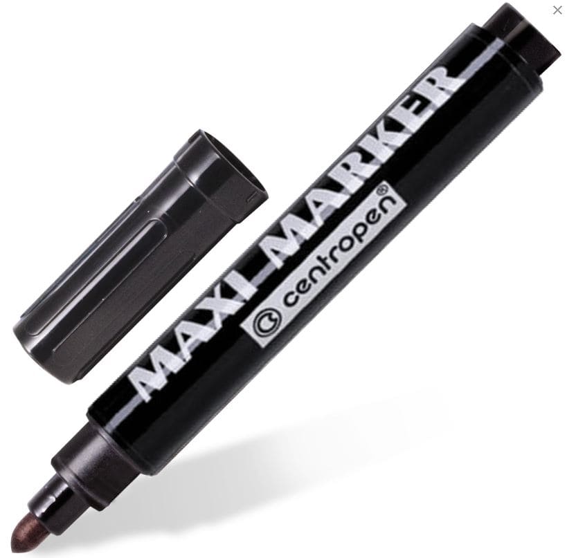 Маркер перманентный универсальный ЧЕРНЫЙ CENTROPEN "Maxi Marker", 2-4 мм, 8936, 5 8936 0112