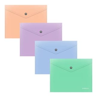 Папка-конверт на кнопке пластиковая ErichKrause Matt Pastel Bloom, A5+, непрозрачный, ассорти (в пак
