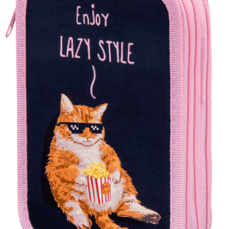 Пенал ПИФАГОР, 3 отделения, ламинированный картон, 19х11 см, Lazy cat, 272252