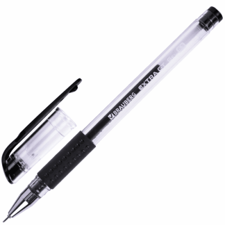 Ручка гелевая с грипом BRAUBERG "EXTRA GT NEEDLE", ЧЕРНАЯ, игольч.узел 0,5 мм, линия 0,35 мм, 143918