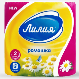 Туалетная бумага "Лилия" Ромашка длина рул.13м, 2сл 4рул.белый 5628