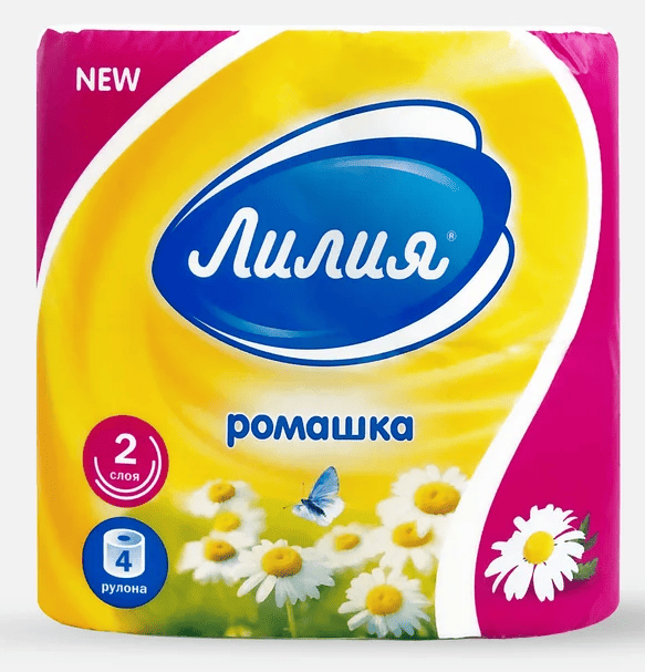 Туалетная бумага "Лилия" Ромашка длина рул.13м, 2сл 4рул.белый 5628