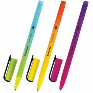 Ручка шариковая синяя BRAUBERG GRADE, корпус soft-touch, узел 0,7мм, линия 0,35мм, 144207