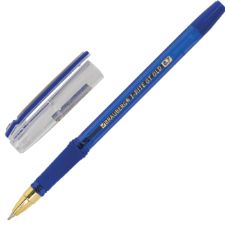 Ручка шариковая синяя масляная с грипом BRAUBERG "i-Rite GT GLD", тониров., узел 0,7мм, 143302