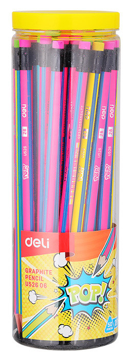 Карандаш дерев. с ластиком DELI 2В EU52606-1 POP 2B трехгран, корпус