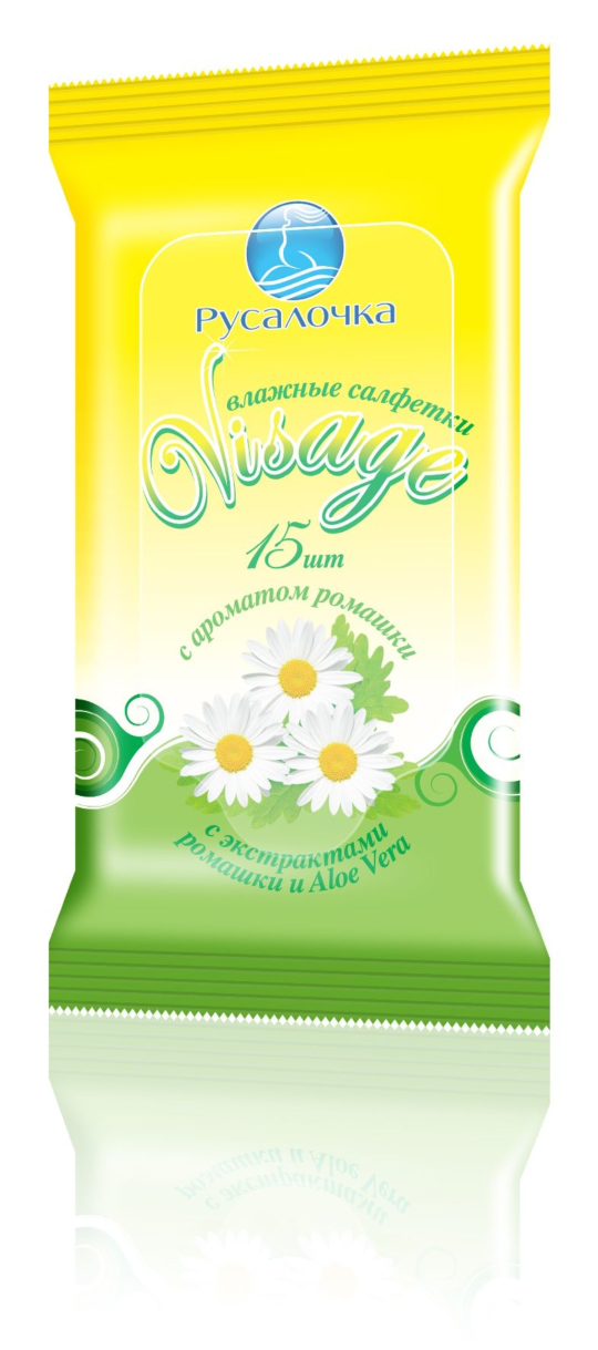 Влажные салфетки VISAGE клубника, ромашка РУСАЛОЧКА