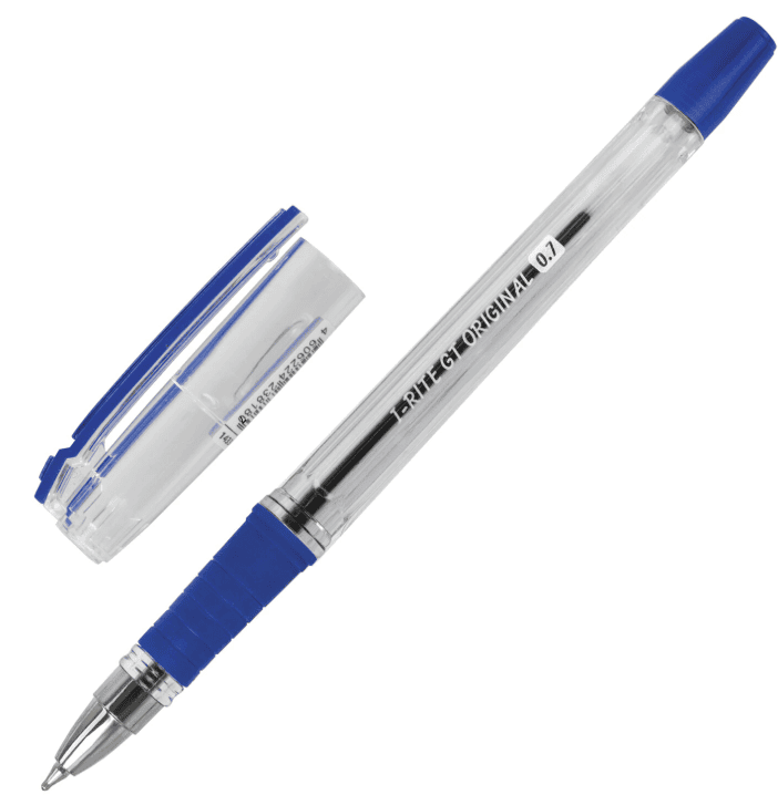Ручка шариковая масляная с грипом BRAUBERG "i-Rite GT", СИНЯЯ, корпус прозрачный, узел 0,7мм, 143300