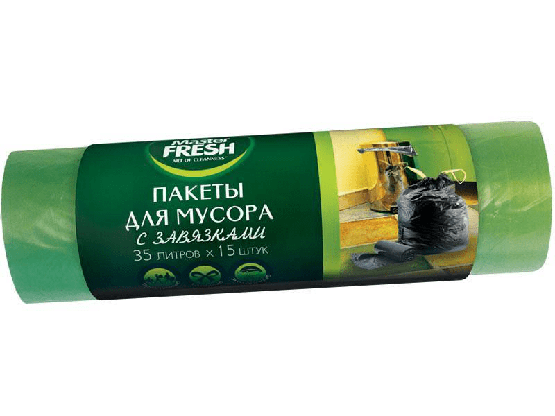 Мешки д/мусора 35л/15шт с завязками, Мастер Фреш