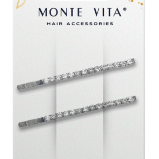Невидимки для волос НАБОР 2 шт, 5,5 см, со стразами, серебристый MONTE VITA 457098