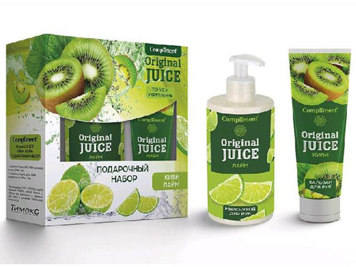 ПН №1490 Compliment Original JUICE КИВИ - ЛАЙМ (Мыло-уход для рук 320мл+Бальзам для рук 100мл)