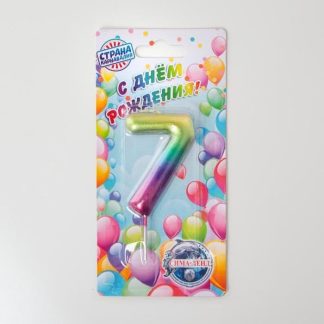 Свеча воск. д/торта цифра "7" акварель, арт. 120319, Страна Карнавалия