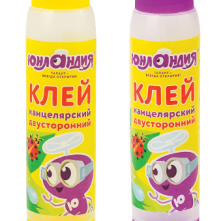 Клей канцелярский двусторонний ЮНЛАНДИЯ, 30мл, с узким и широким аппликаторами, 227536