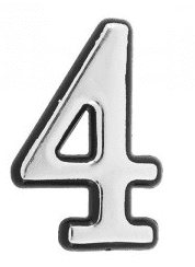 Цифра дверная АЛЛЮР Большая пластик "4" хром (1000,50)