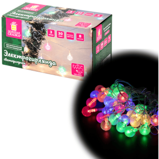 Электрогирлянда-нить комнат "Bubble ball"3м30LED, мультицвет, 220V контрол, ЗОЛОТАЯ СКАЗКА, 591363