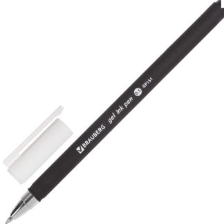 Ручка гелевая черная BRAUBERG Matt Gel, корпус soft-touch, узел 0,5 мм, линия 0,35 мм, 142944