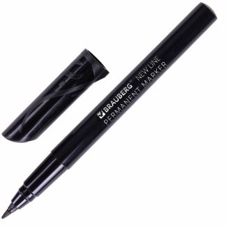 Маркер перманентный (нестираемый) BRAUBERG NEW LINE, ЧЕРНЫЙ, круглый наконечник 2 мм, 152209
