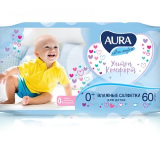 AURA ULTRA COMFORT Влажные салфетки для детей 60шт КК/24
