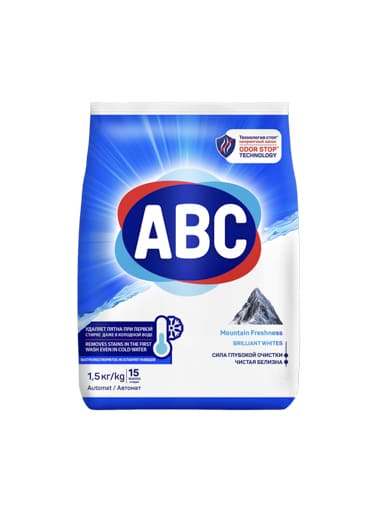 Порошок для стирки белья ABC Свежесть гор 1.5KG *12