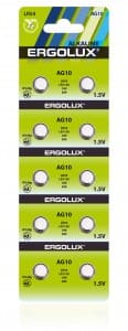 Элемент питания Ergolux AG10 (LR54) BL10, шт, шт, 771129