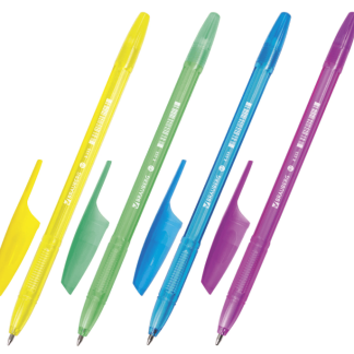 Ручка шариковая BRAUBERG X-333 NEON, СИНЯЯ, корпус тонированный ассорти, 0,7мм, линия 0,35мм, 142829