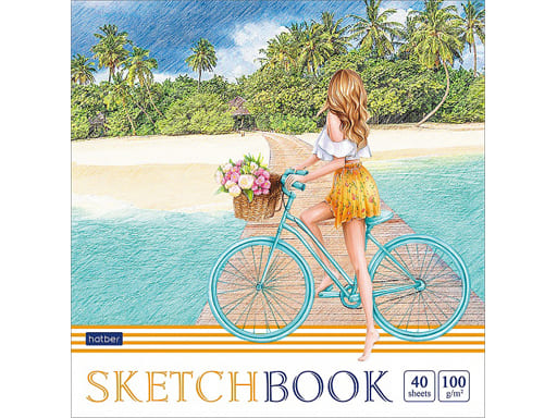 "Premium" Блокнот SketchBook 40л 220х220мм без линовки 100г/кв.м отрывная склейка глянц.ламин.тиснен