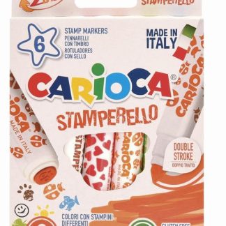 Фломастеры-штампы двусторонние CARIOCA (Италия) "Stamperello", 6 цветов, смываемые, 42279
