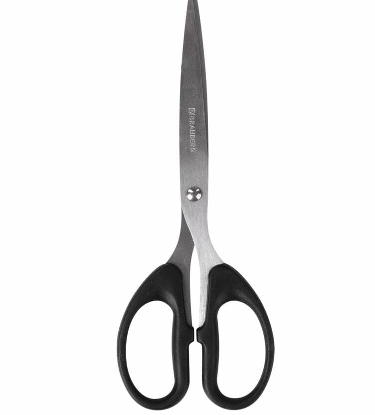 Ножницы BRAUBERG "Classic", 185 мм, чёрные, классической формы,2-х сторонняя заточка, 230934