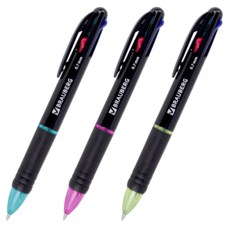 Ручка многоцветная шариковая автоматическая MULTICOLOR 4 ЦВЕТА, узел 0,7 мм, BRAUBERG, 143936