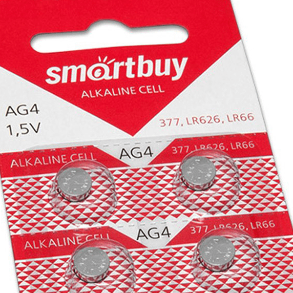 Э/п Щелочной AG4, G4 (377), LR626, LR66 Smartbuy