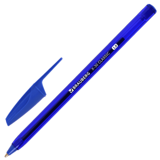 Ручка шариковая BRAUBERG X-30 CLASSIC, СИНЯЯ, мягкое письмо, узел 1мм, линия 0,5мм, 144331, шт