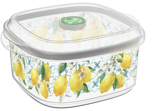 Емкость для СВЧ 1,6л с клапаном с декором "Sicily Lemon" (бесцветный)