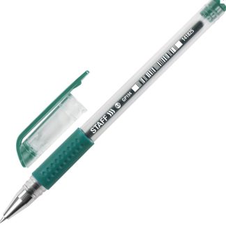 Ручка гелевая зеленая с грипом STAFF EVERYDAY GP-194, корпус проз., узел0,5мм, линия 0,35мм, 141825