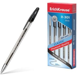 Ручка гелевая ErichKrause® R-301 Classic Gel Stick 0.5, цвет чернил черный (в коробке по 12 шт)53347