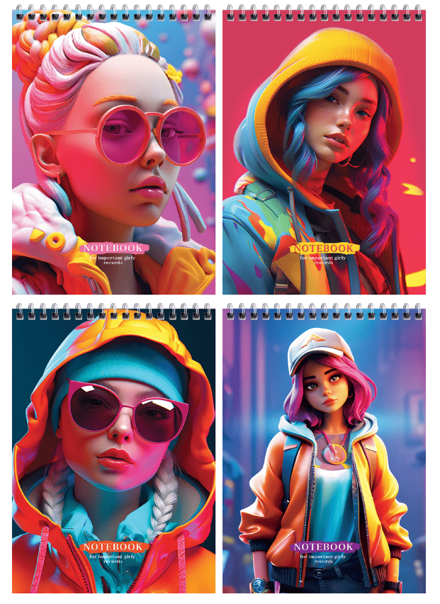 Блокнот А5 гребень (крепление сверху) 60л. Б5гр60 12772 Important girl (твердая подложка)