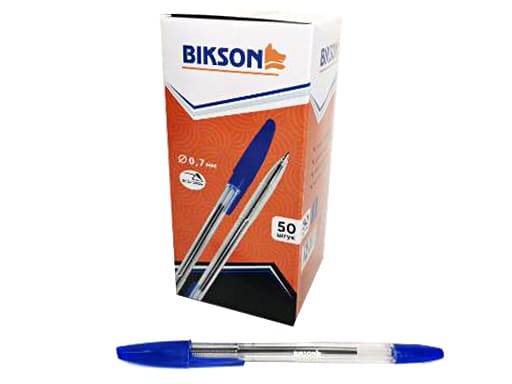 Ручка ТМ "BIKSON" шариковая, 0,7мм, чернила синие, прозрачный корпус арт. BN0511, шт