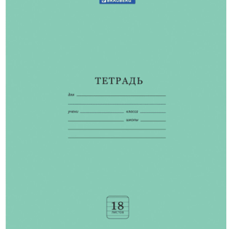 Тетрадь 18л. BRAUBERG ЭКО линия, обложка картон, 170г/м2, ЗЕЛЕНАЯ ПАСТЕЛЬНАЯ, 105677
