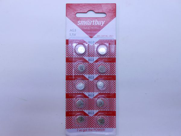 Э/п Щелочной Smartbuy часовая AG3-10B G3 (392) LR736, LR41 (100/2000) (SBBB-AG3-10B)