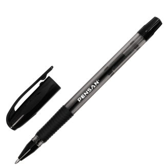 Ручка шариковая черная масляная с грипом PENSAN, 1мм, линия 0,8мм, 143233