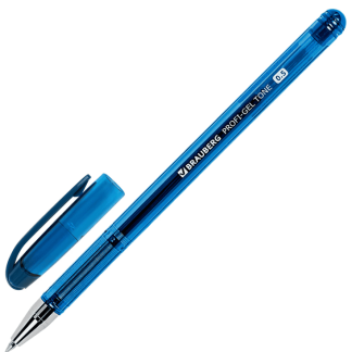Ручка гелевая BRAUBERG Profi-Gel TONE, СИНЯЯ, линия 0,4мм, 144128